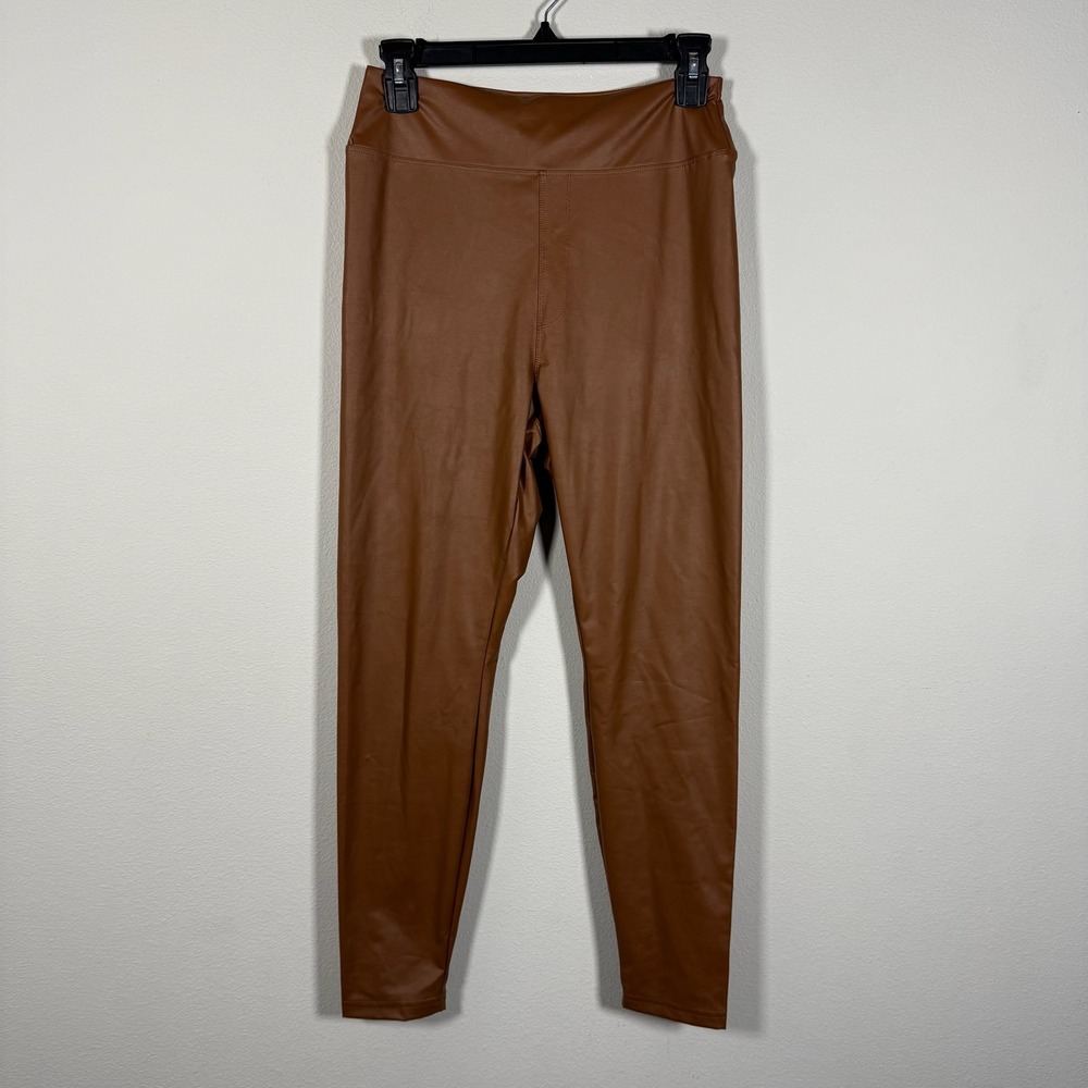 OFFLINE by Aerie Real Luxe Faux Leather High Rise Leggings Brown L Short